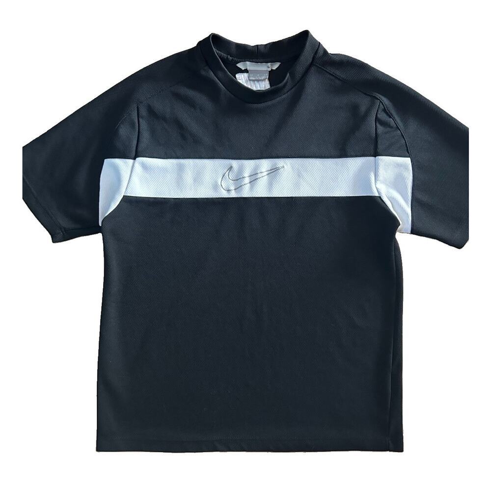 Y2K Nike Athletic Jersey Short Sleeve T-Shirt Black White Swoosh Logo Men’s M - Picture 2 of 7